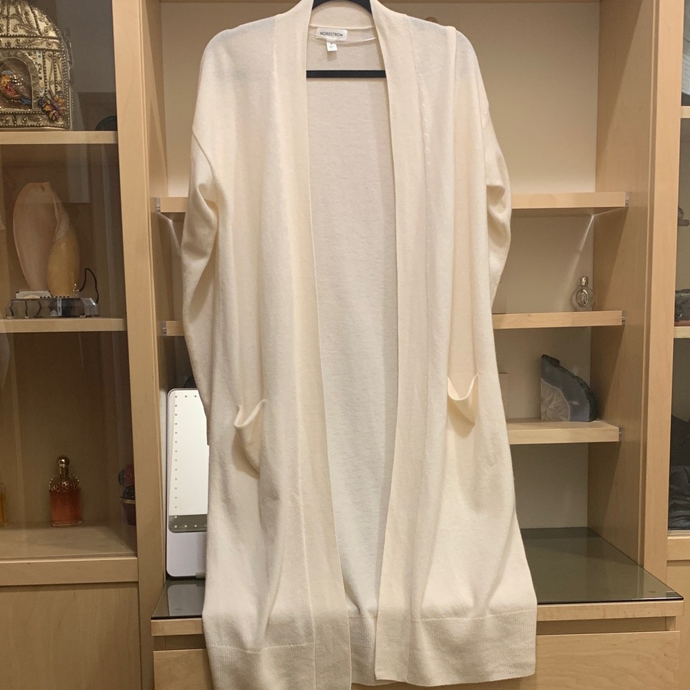 Nordstrom Cream Open-Front wool cashmere blend Sweater